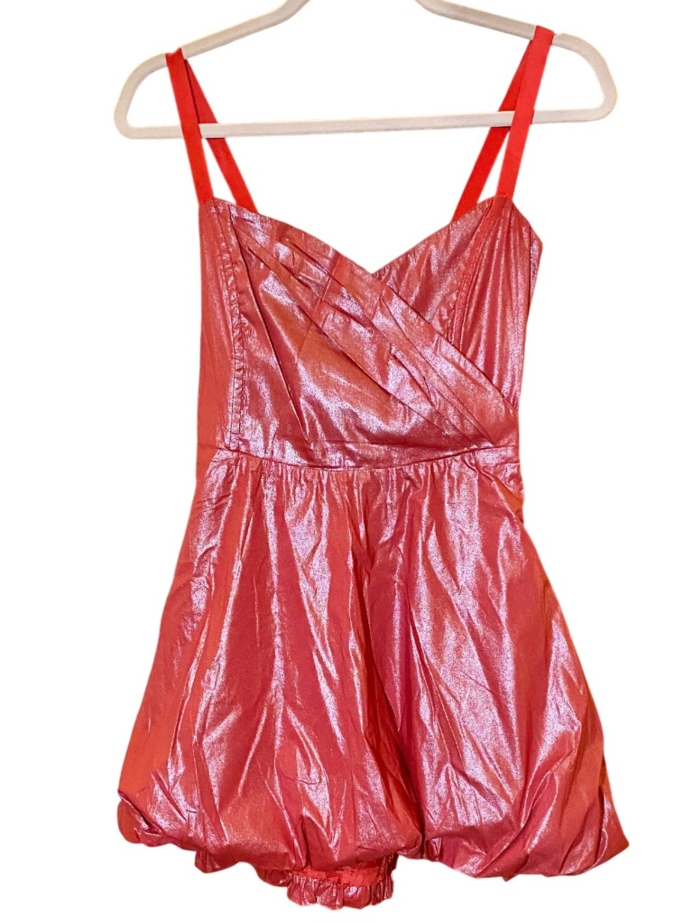 Vintage Patrizia Pepe Metallic Red Bubble Hem Cocktail Dress Mini IT 40 US 4 S